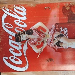 Coke~Cola plaque with clock